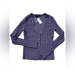 White House Black Market Purple Ribbed Cardigan